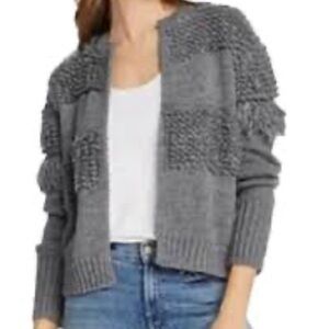DO + BE chunky knit wool blend long sleeve cardigan sweater size medium gray